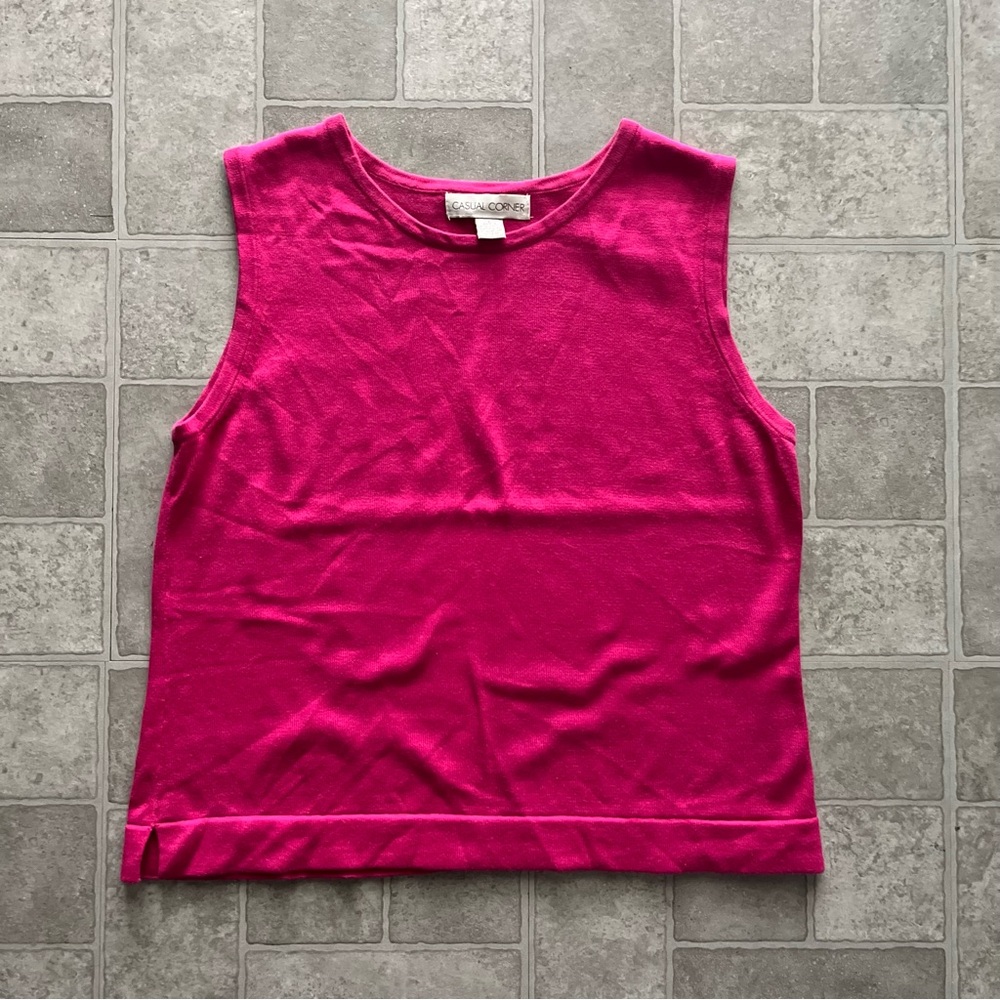 Hot Pink Knit Tank Top Womens Large